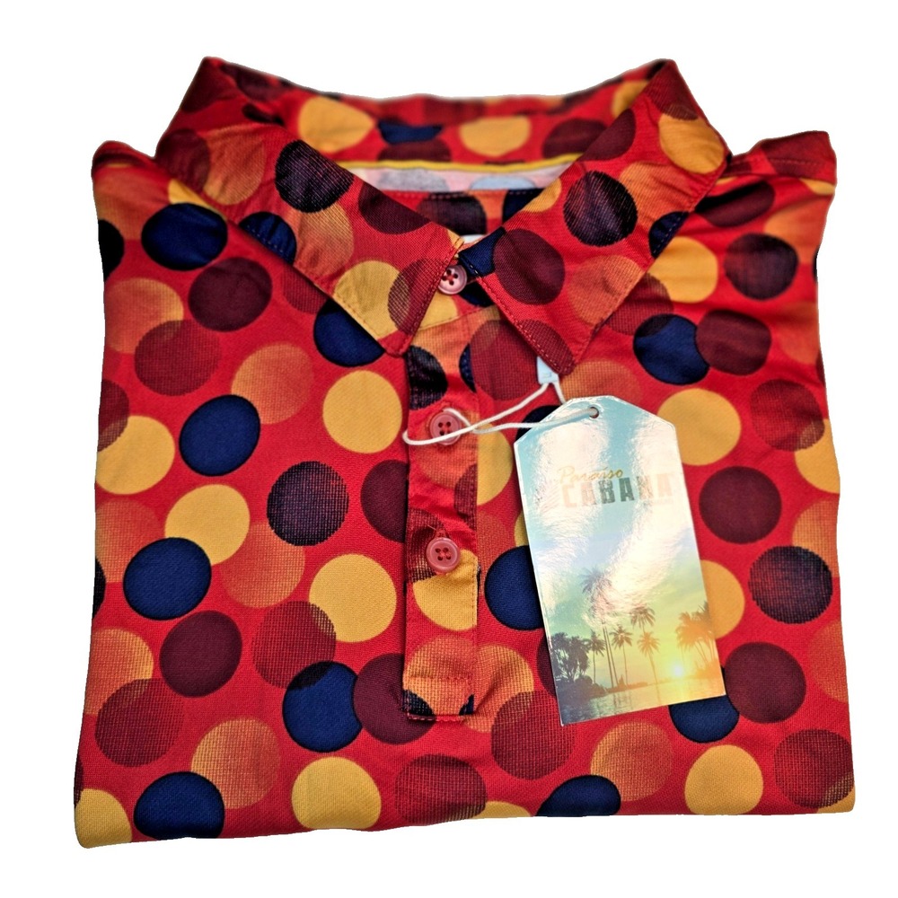Paraiso Cabana Men's Golf Polo Shirt XL Brick Red Polyester Spandex‎ Stretch - Picture 2 of 11